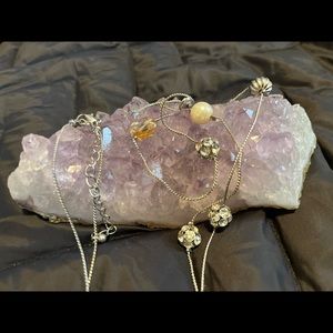 Vintage jewelry crystal and pearl silver tone necklace